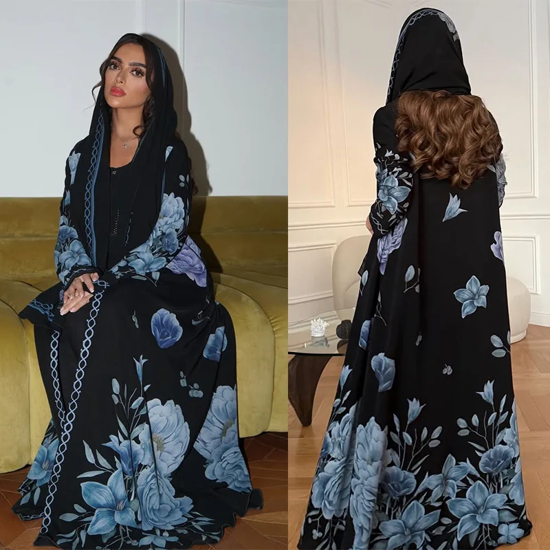 عباية وشاح نسائي أنيقة للعيد بتصميم مفتوح.