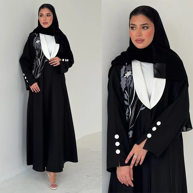 عباية نسائية مطرزة مفتوحة من الأمام أنيقة للمناسبات